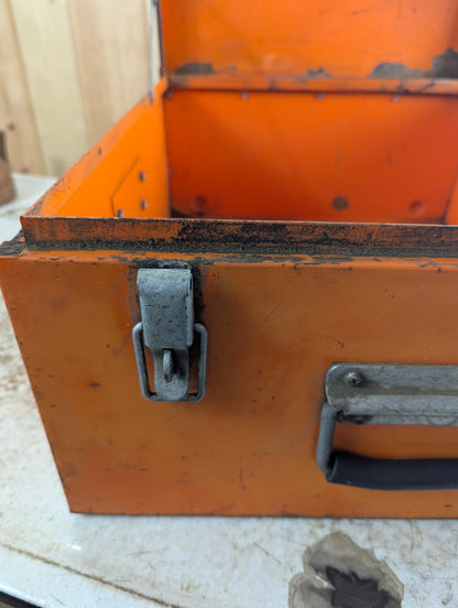 Vintage 19.5" x 17" 9" Orange Metal Equipment Box