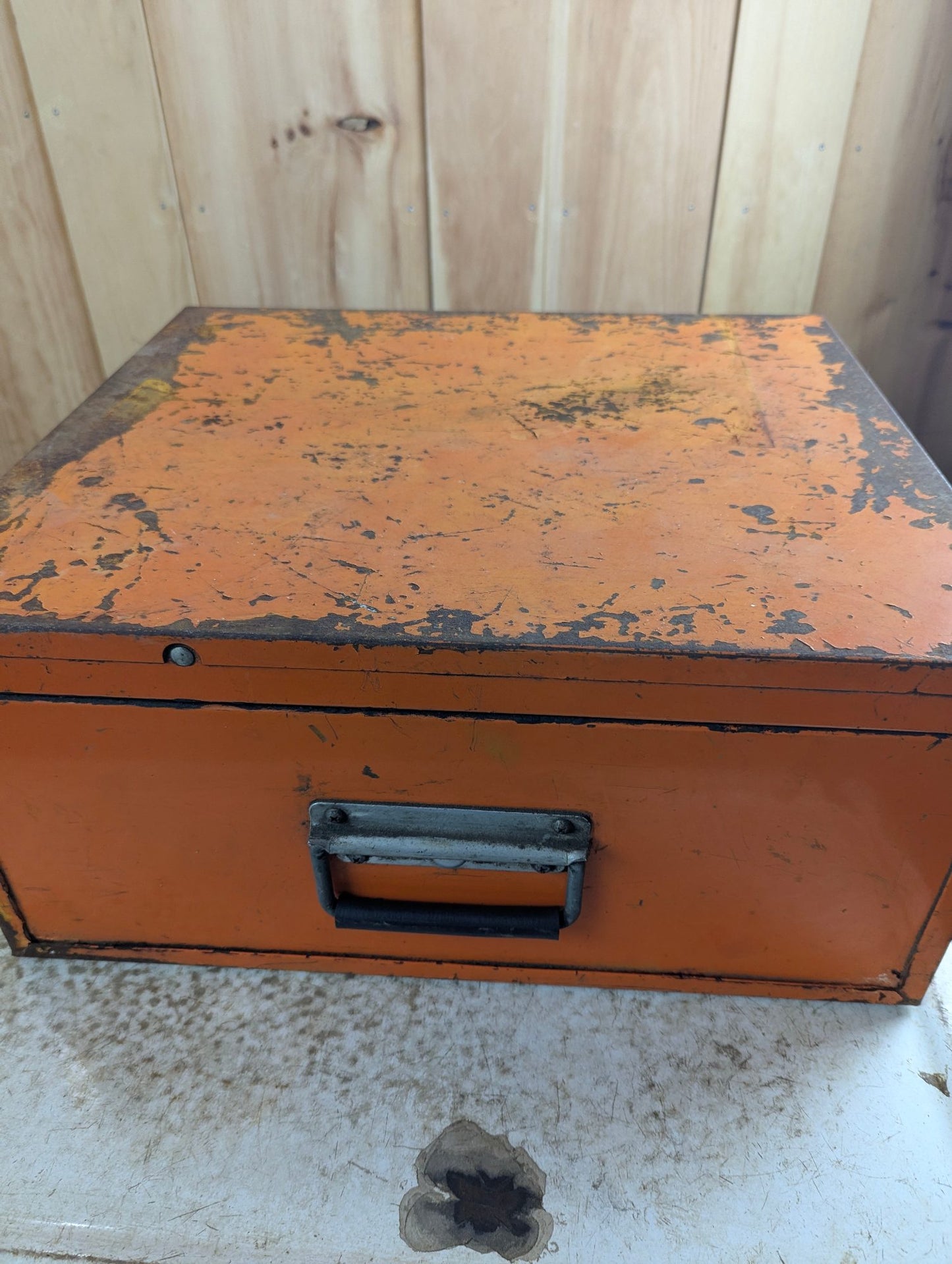 Vintage 19.5" x 17" 9" Orange Metal Equipment Box