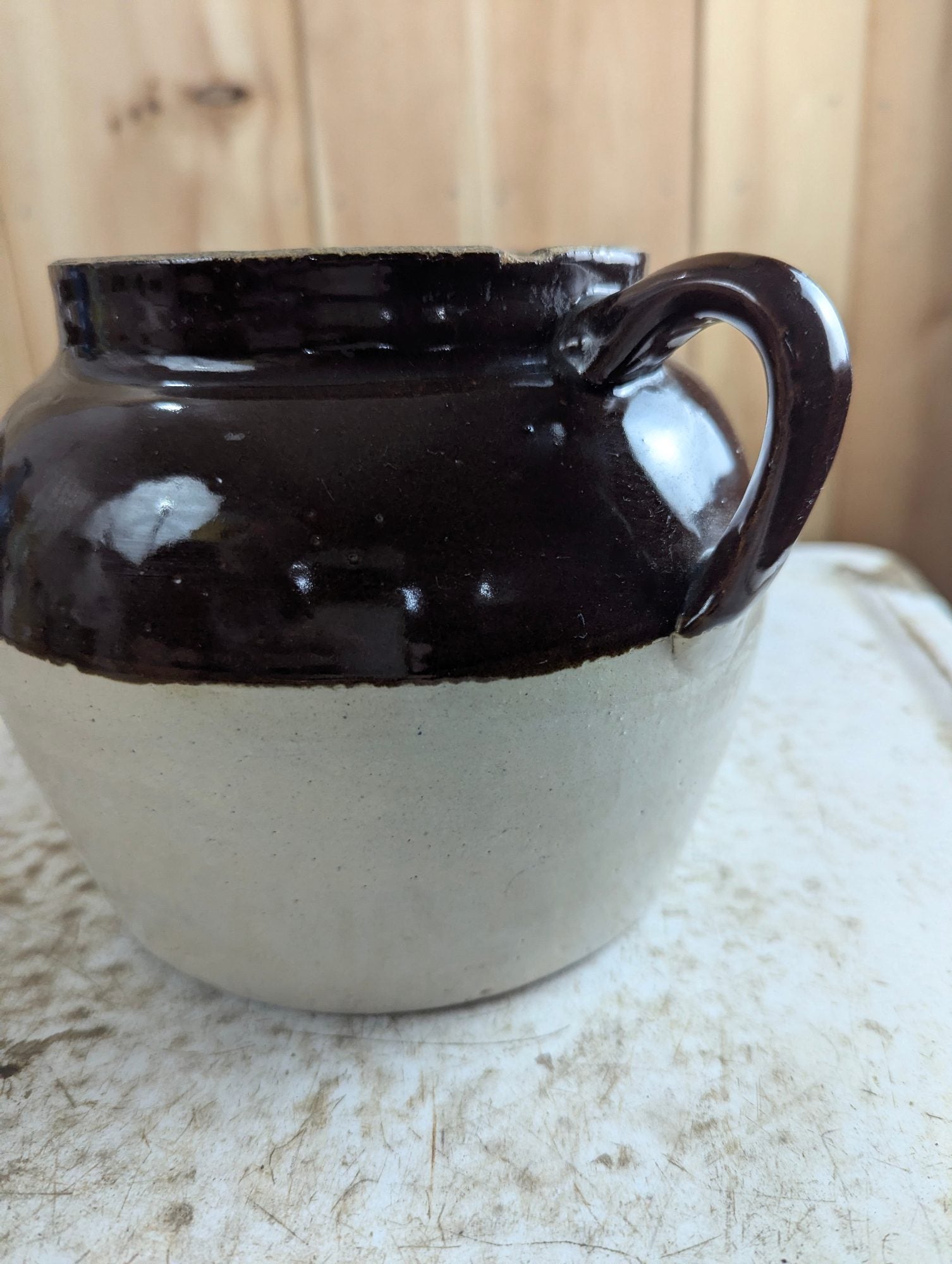 Vintage Robinson Ransbottom 2-Quart Blue Crown Stoneware Bean Pot Crock - No Lid