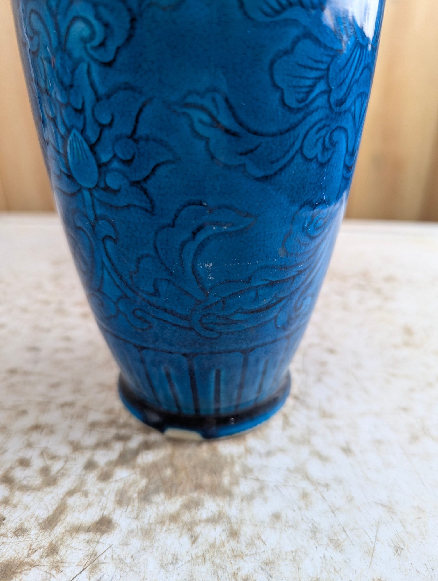 Early 20th Century 10" Turquoise Glazed Chinese Vase - Damaged