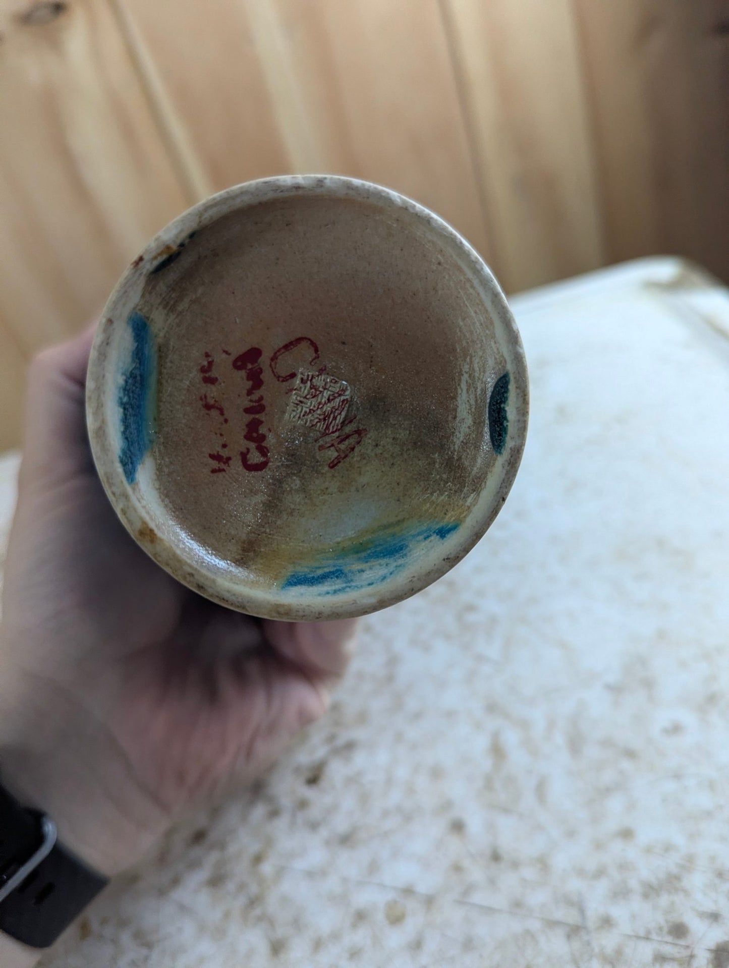 Early 20th Century 10" Turquoise Glazed Chinese Vase - Damaged