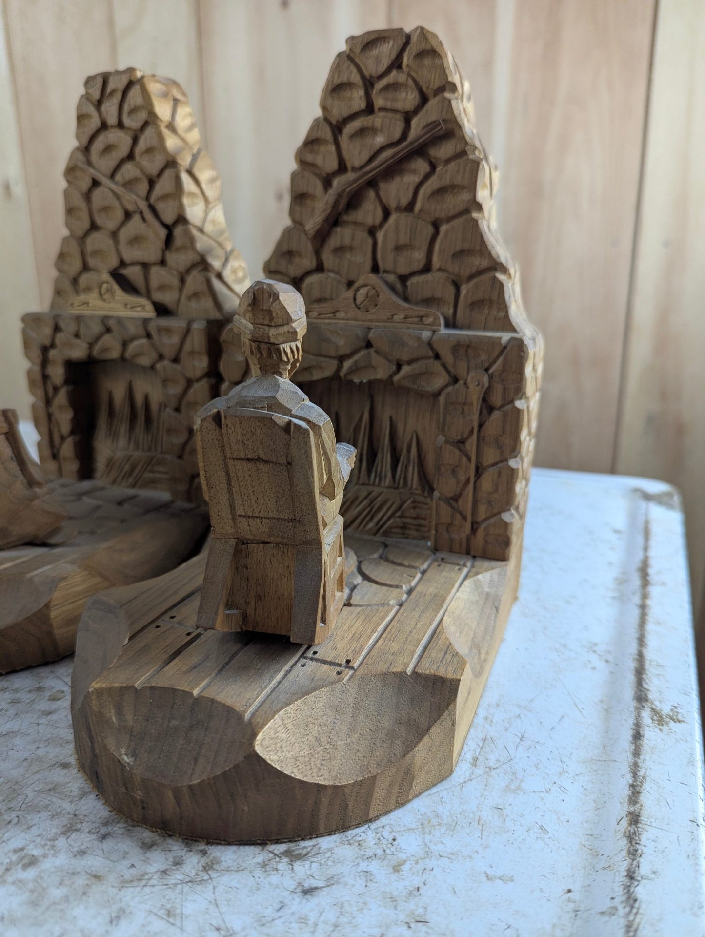 Pair of Hand-carved Quebec Folk Art Bookends - Signed