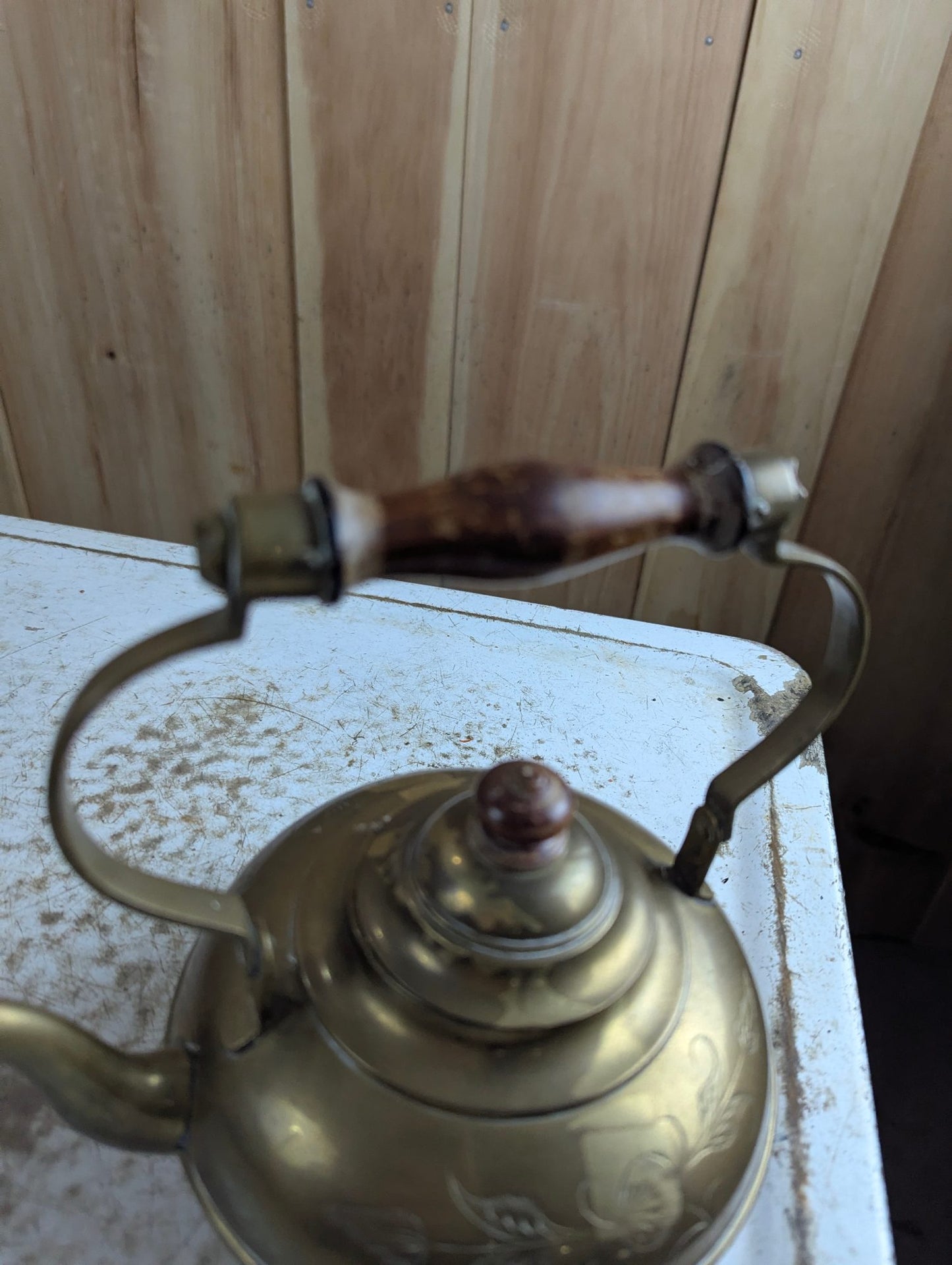 Vintage 4" Tall Indian Etched Brass Kettle