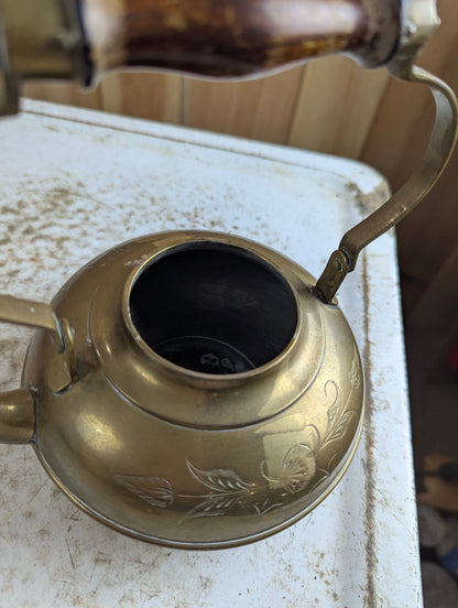Vintage 4" Tall Indian Etched Brass Kettle