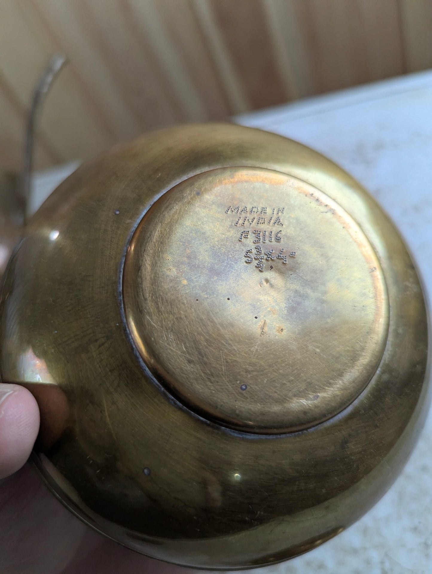 Vintage 4" Tall Indian Etched Brass Kettle