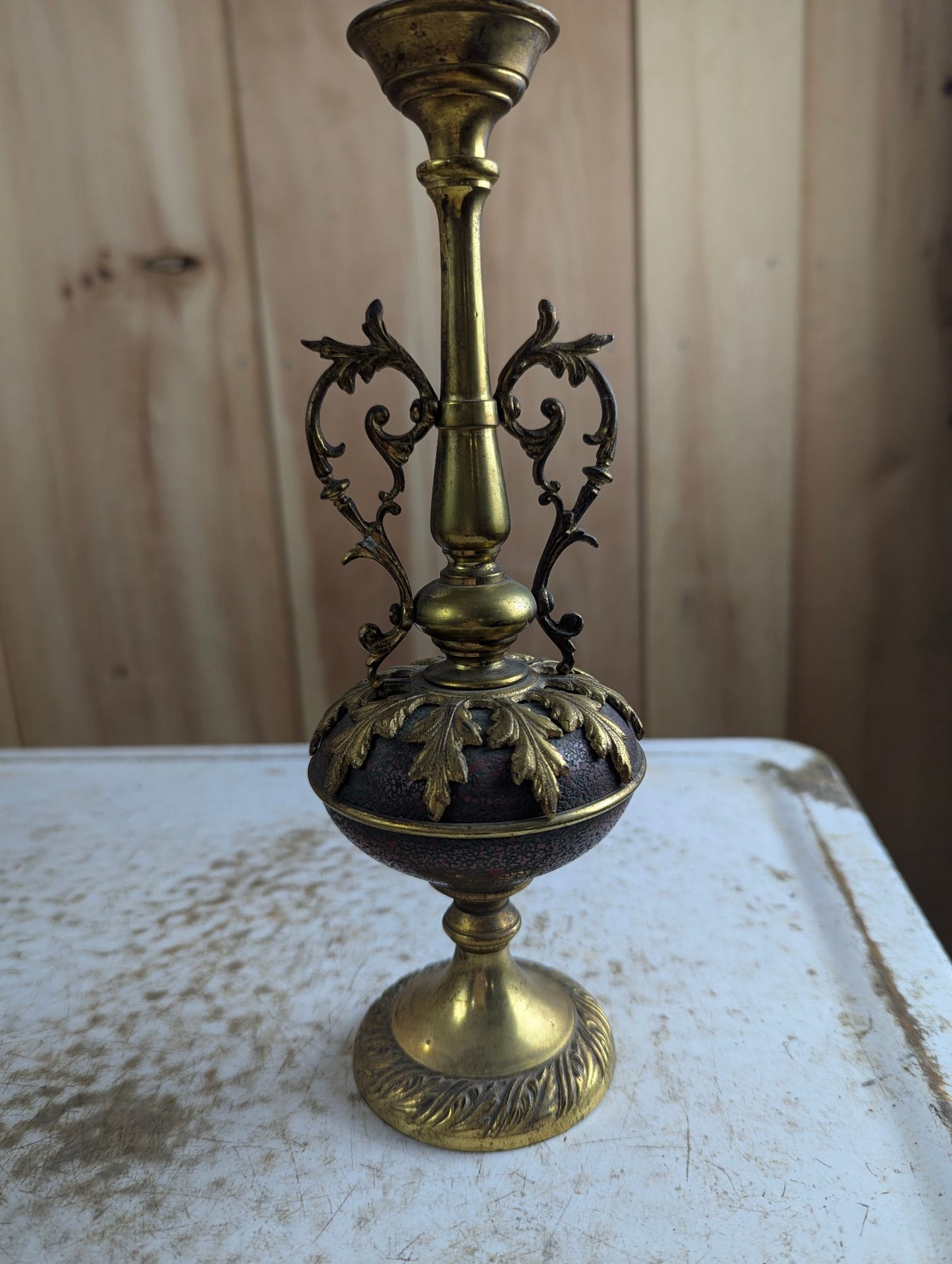 Vintage 9.5" Ornate Brass Urn Candlestick