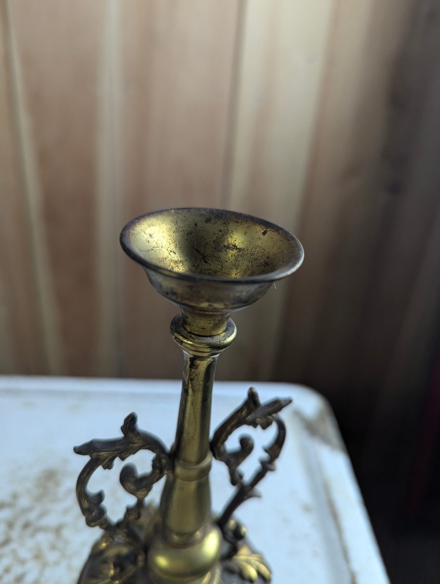 Vintage 9.5" Ornate Brass Urn Candlestick