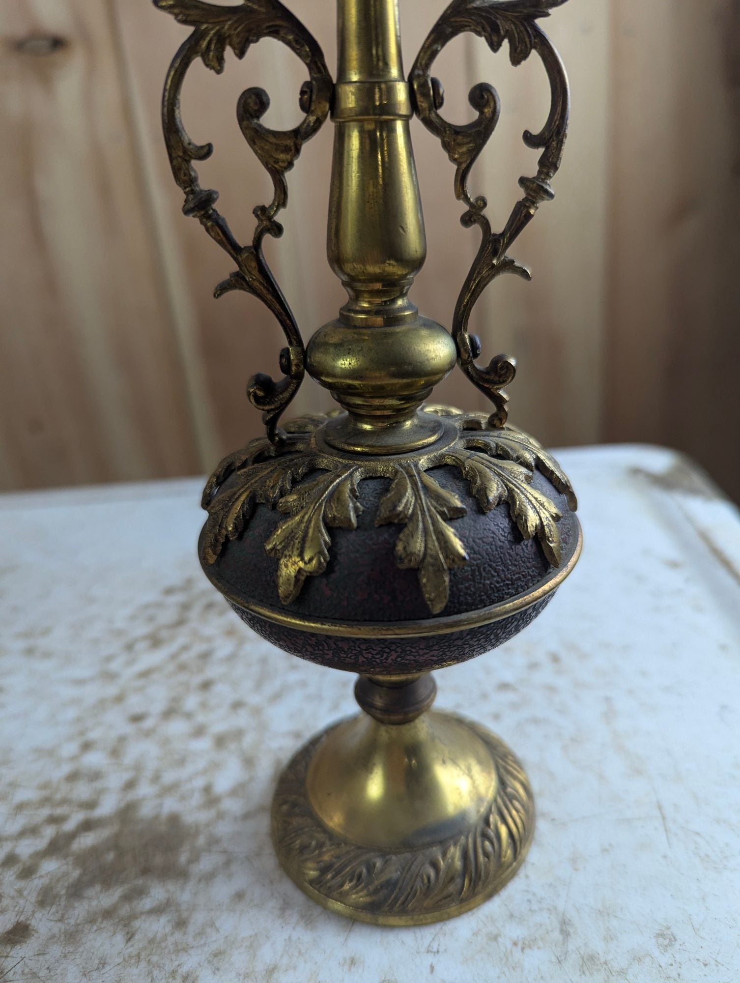 Vintage 9.5" Ornate Brass Urn Candlestick