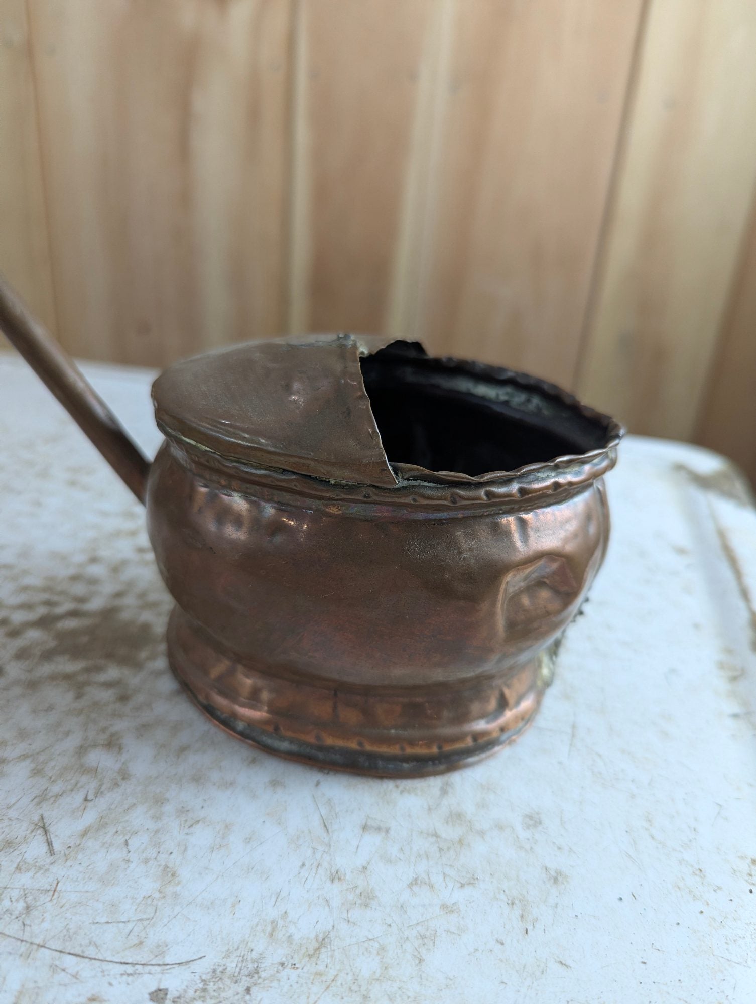 Vintage 3.5" Rustic Copper Watering Can - no Handle