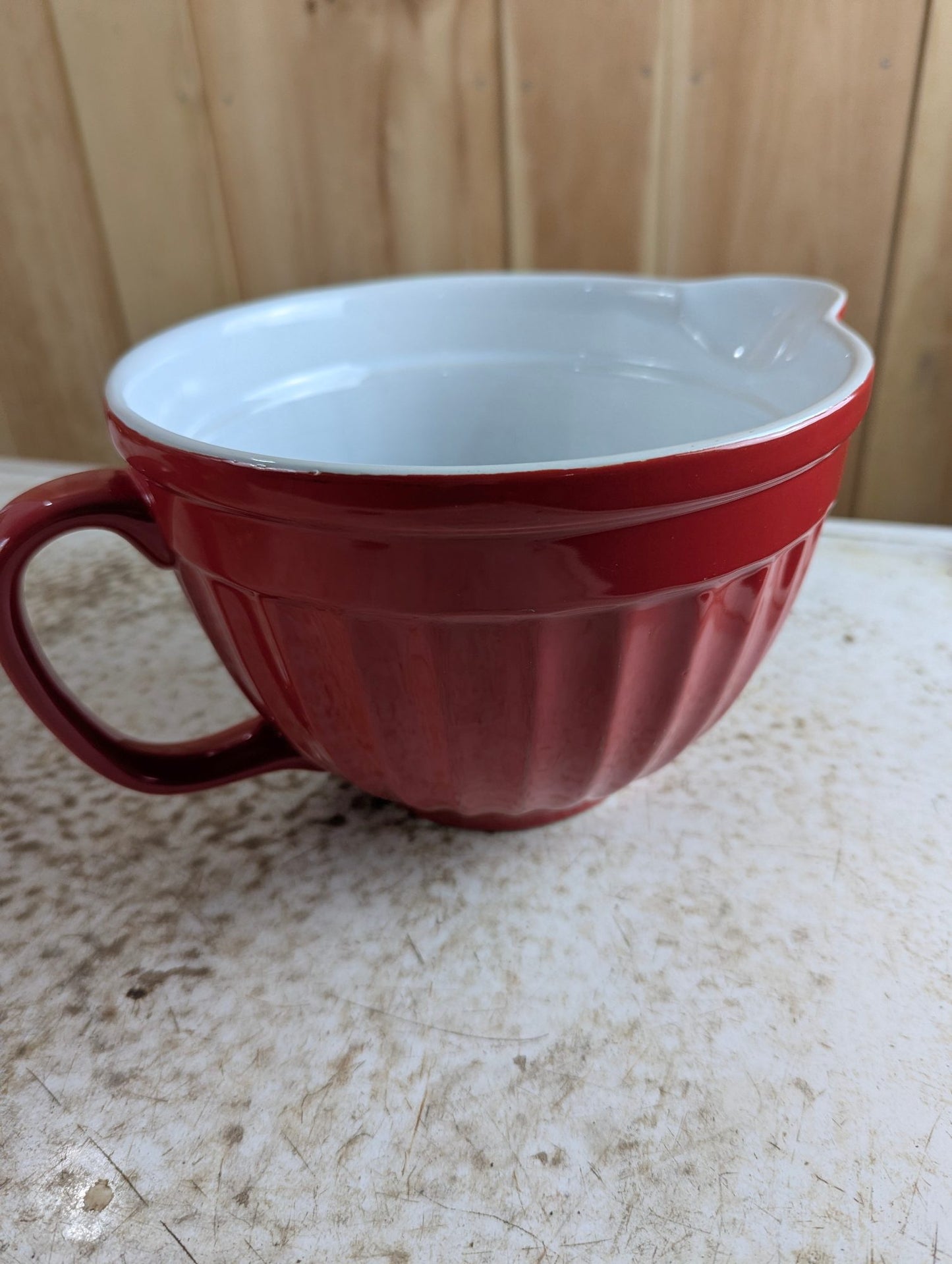 Red Ceramic Batter Bowl