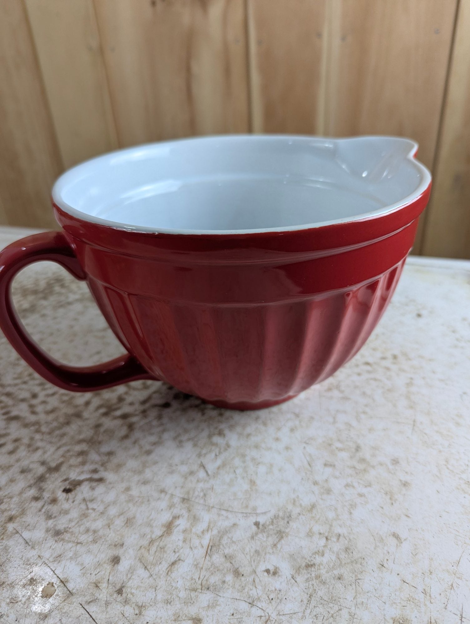 Red Ceramic Batter Bowl