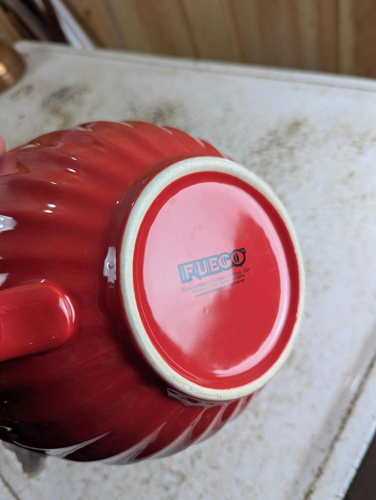 Red Ceramic Batter Bowl