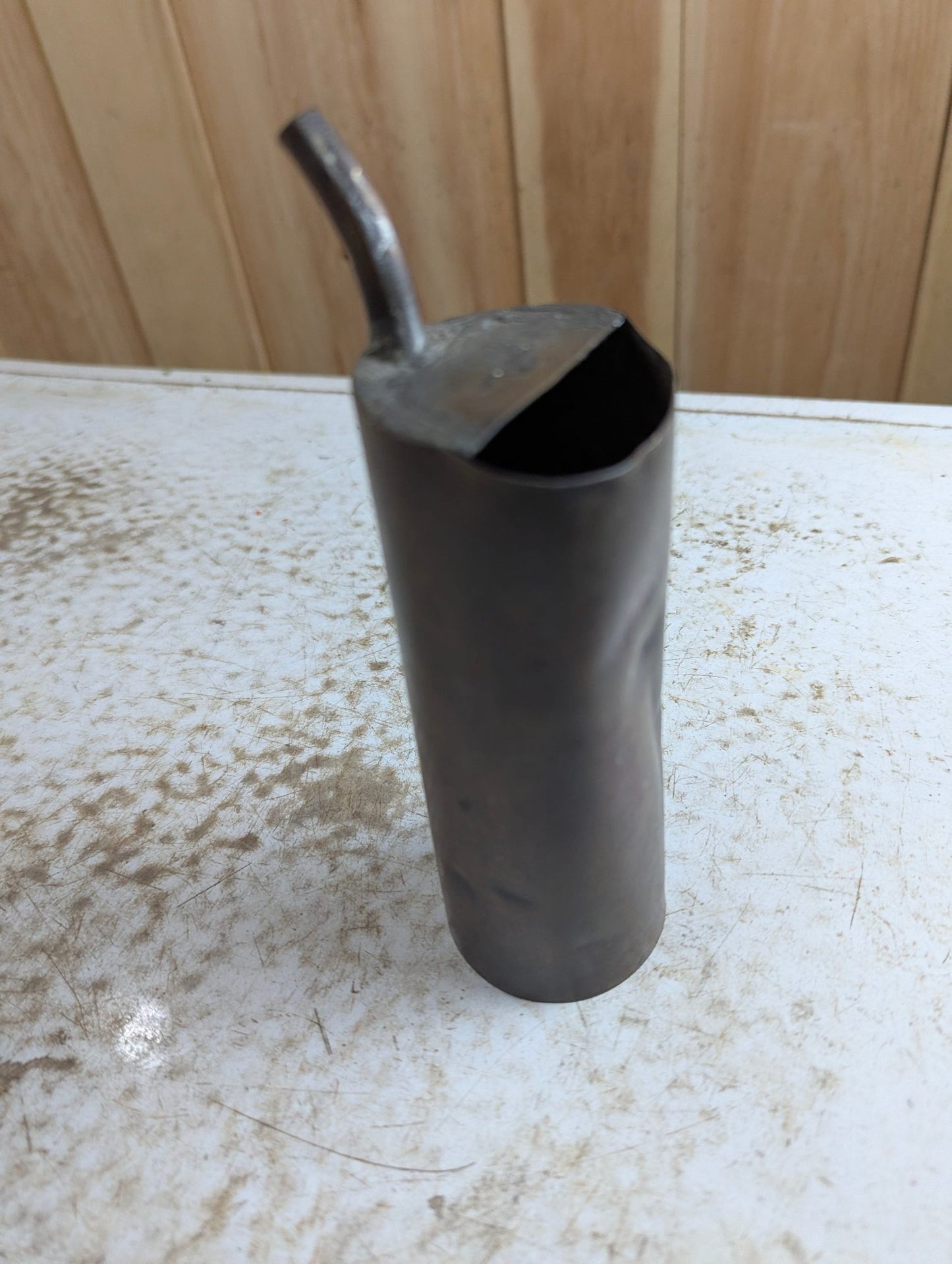 7" Tall Hand-made Primitive Copper Oil Can