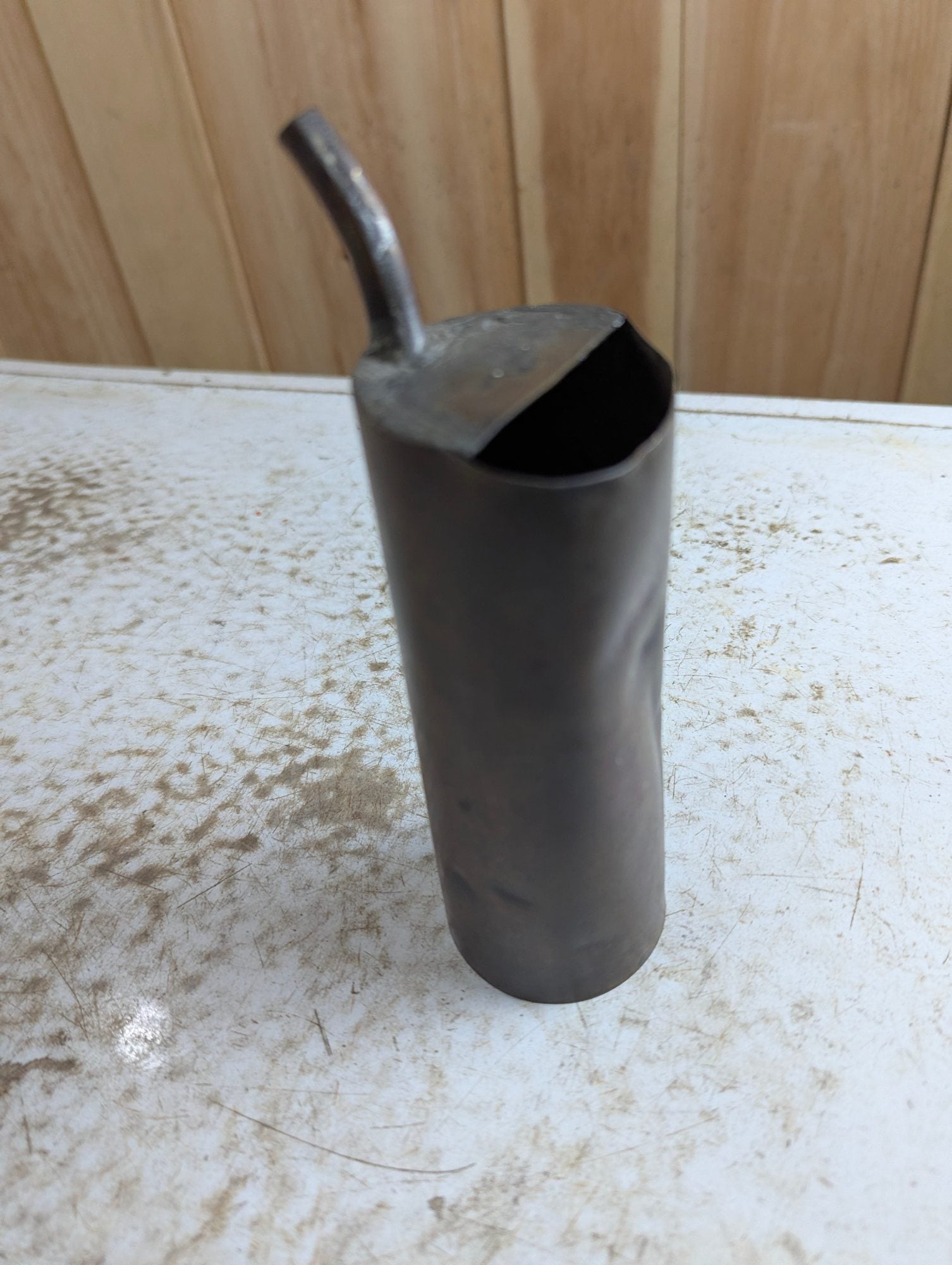 7" Tall Hand-made Primitive Copper Oil Can