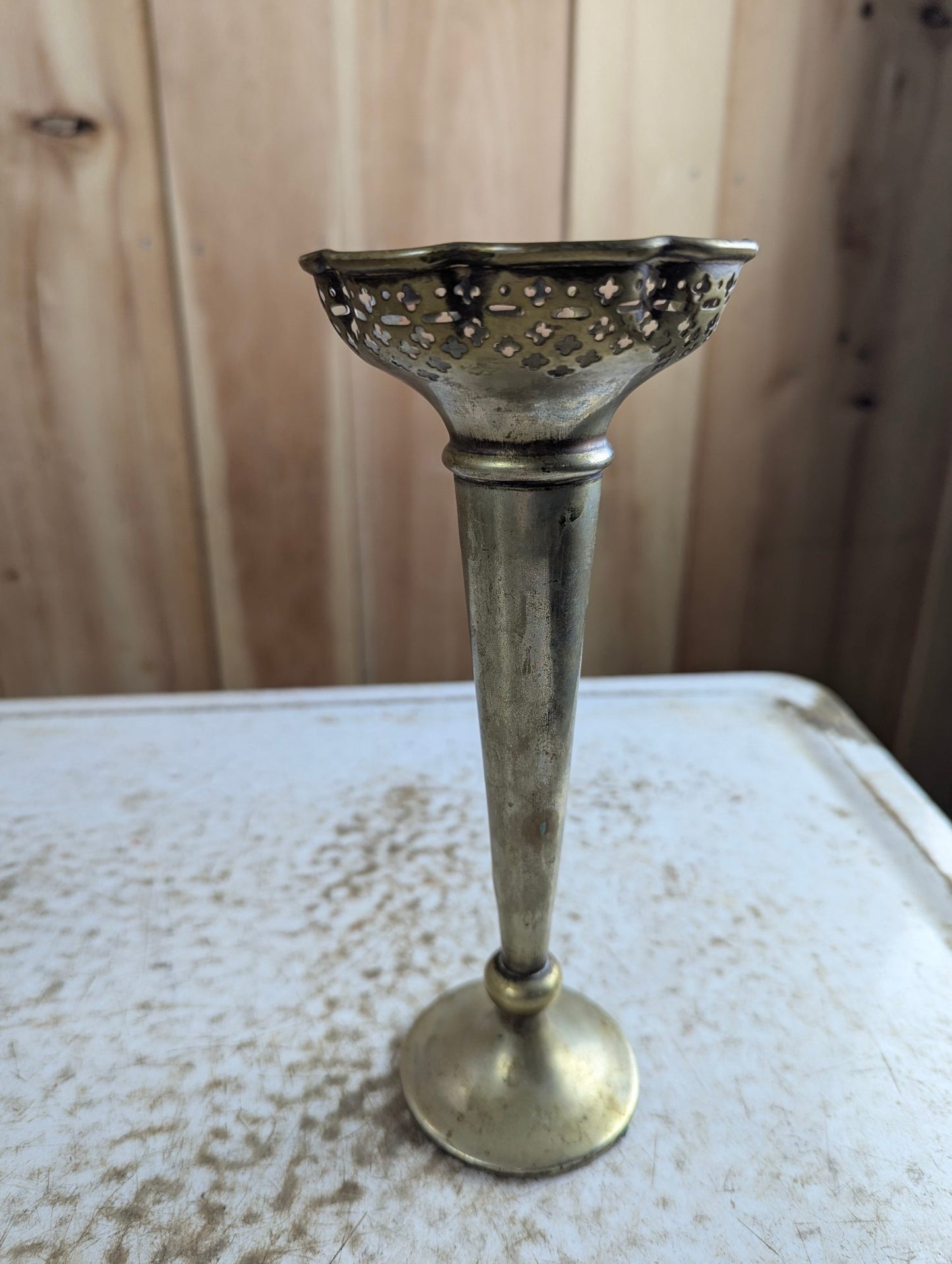 Vintage Silver-Plated Trumpet Vase