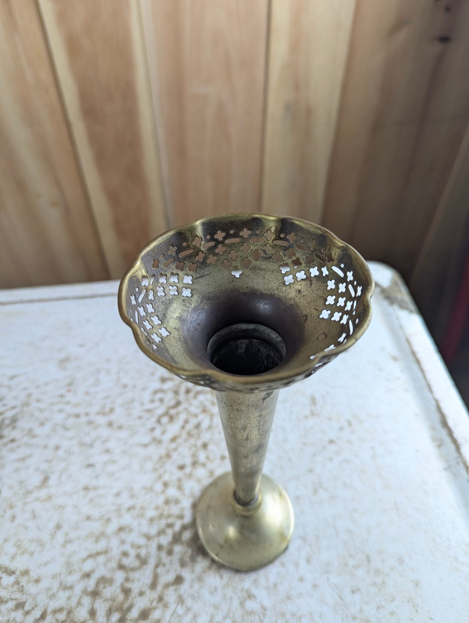 Vintage Silver-Plated Trumpet Vase