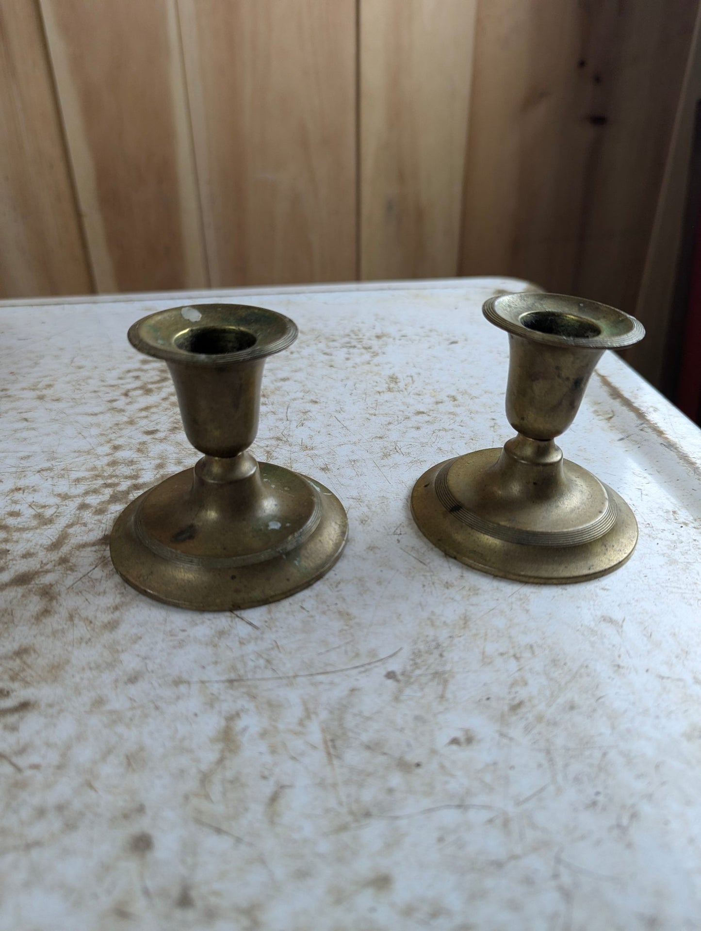 Pair of Small Brass Candlesticks