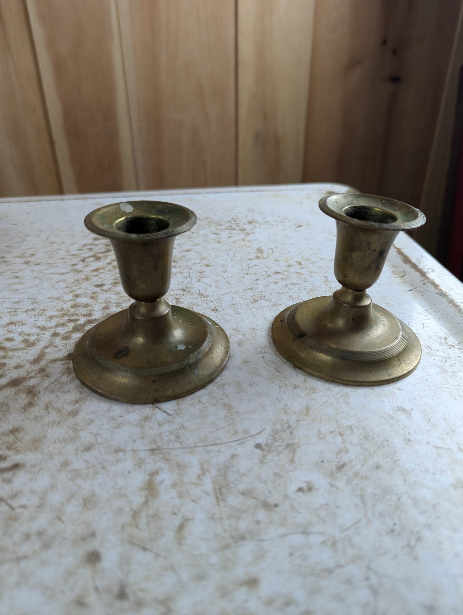 Pair of Small Brass Candlesticks