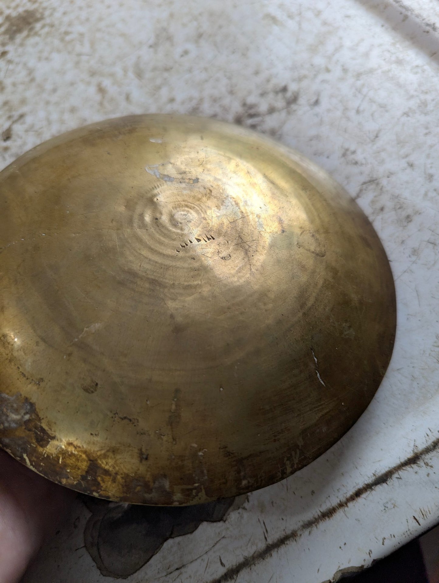 Vintage 7" Chinese Etched Brass Bowl