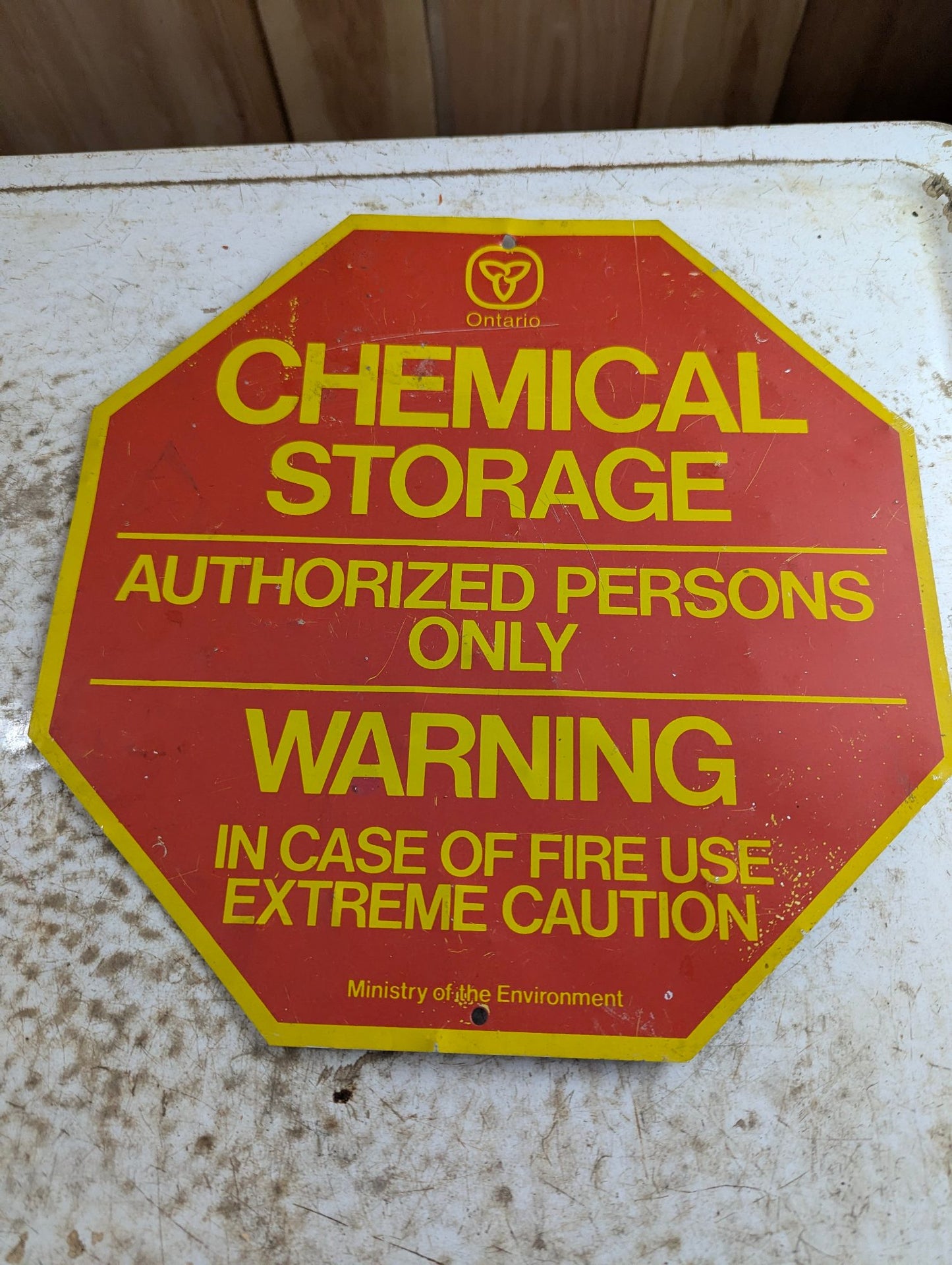 12" Ontario Ministry of the Environment Chemical Storage Sign
