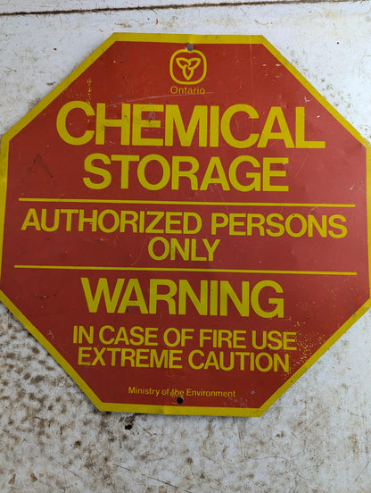 12" Ontario Ministry of the Environment Chemical Storage Sign