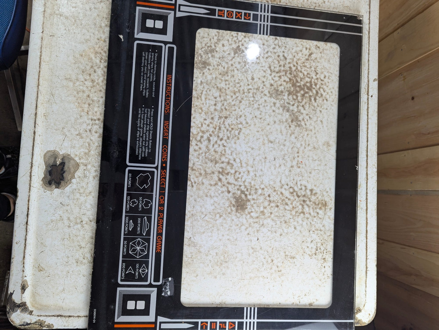 Original Atari Asteroids Deluxe Arcade Machine Plexi Bezel 23.75" x 18"
