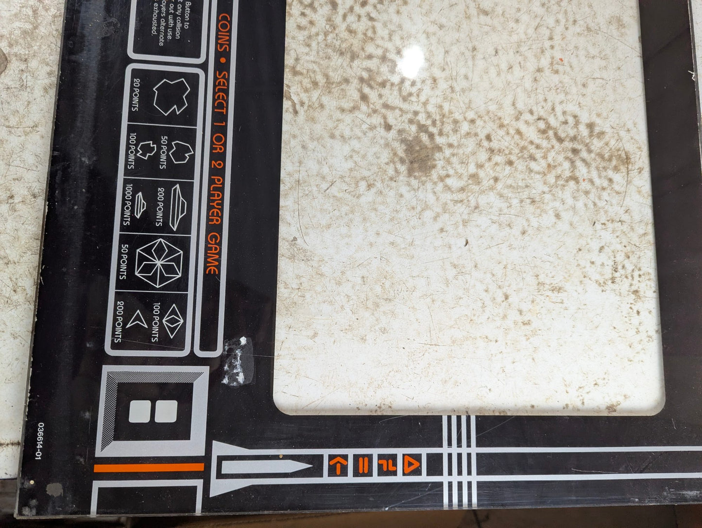 Original Atari Asteroids Deluxe Arcade Machine Plexi Bezel 23.75" x 18"