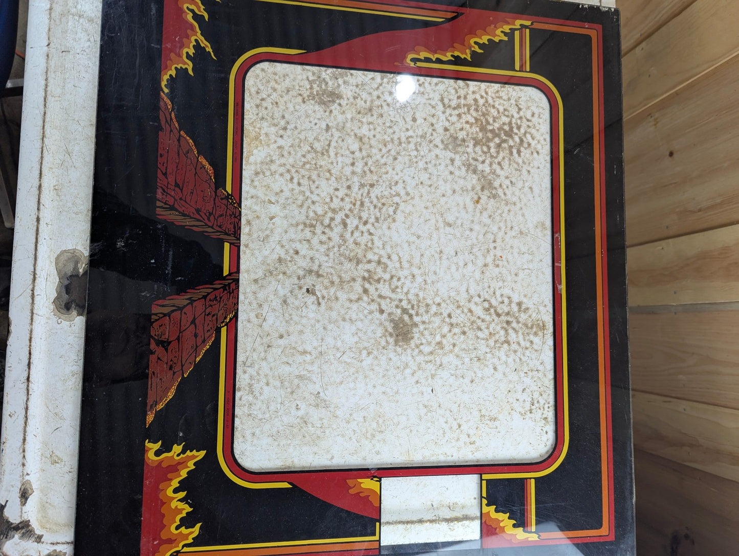Original Williams Joust Arcade Machine Plexi Bezel 24.5" x 22" - Corner Damaged