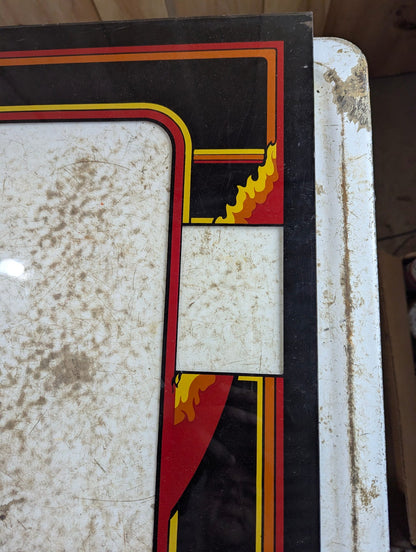 Original Williams Joust Arcade Machine Plexi Bezel 24.5" x 22" - Corner Damaged