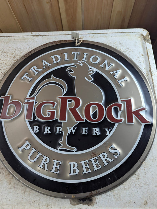 20.5" Round Embossed Metal Big Rock Brewery Beer Alcohol Advertising Sign