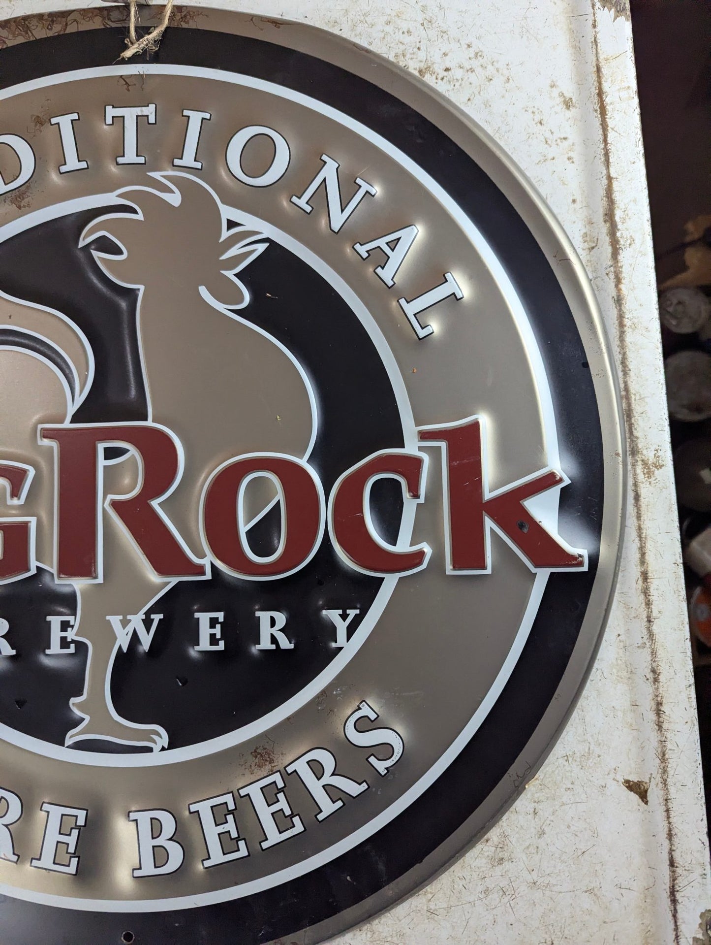 20.5" Round Embossed Metal Big Rock Brewery Beer Alcohol Advertising Sign