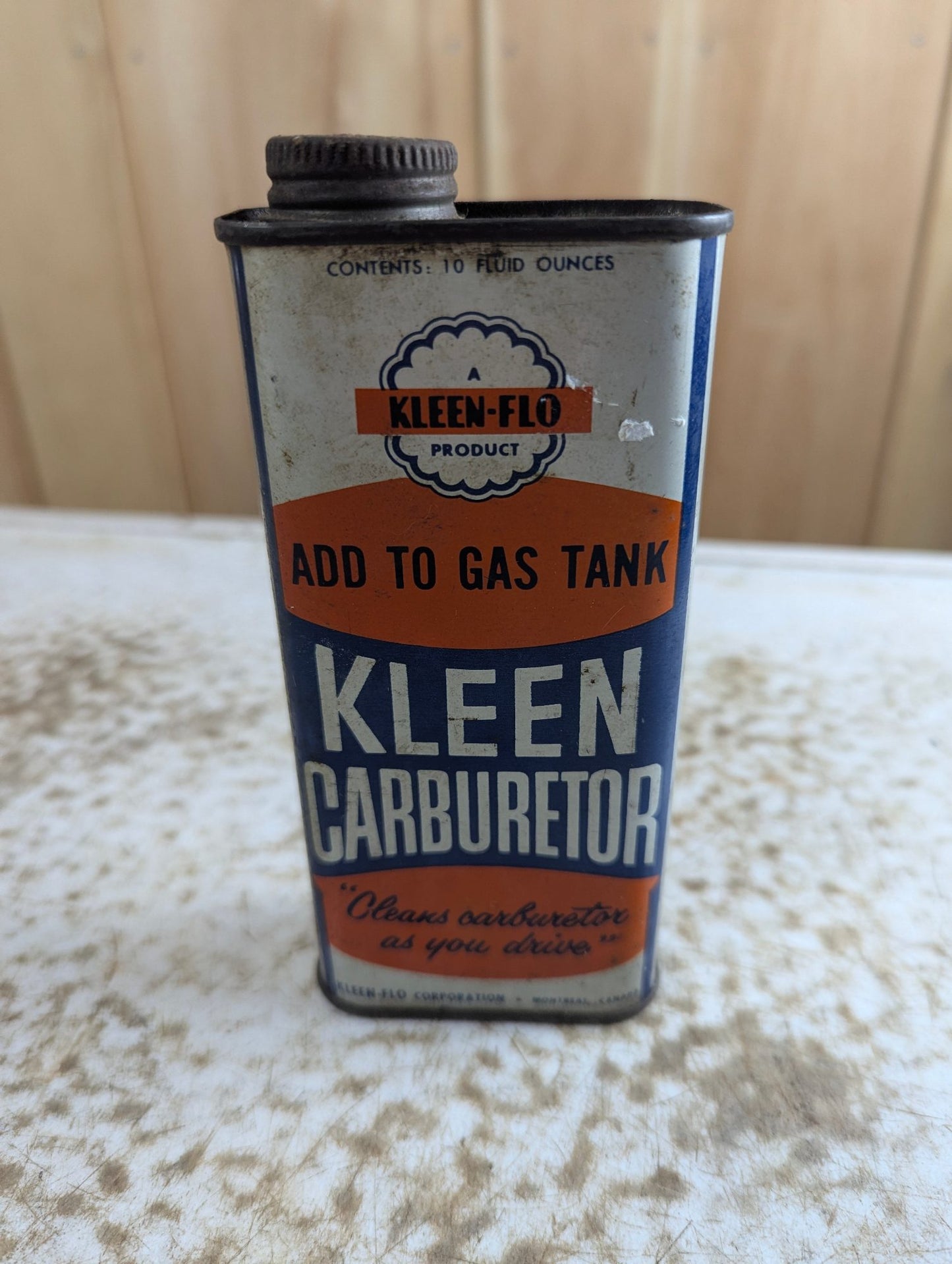1950s Kleen-Flo Kleen Carburetor 10-Ounce Automotive Tin Can
