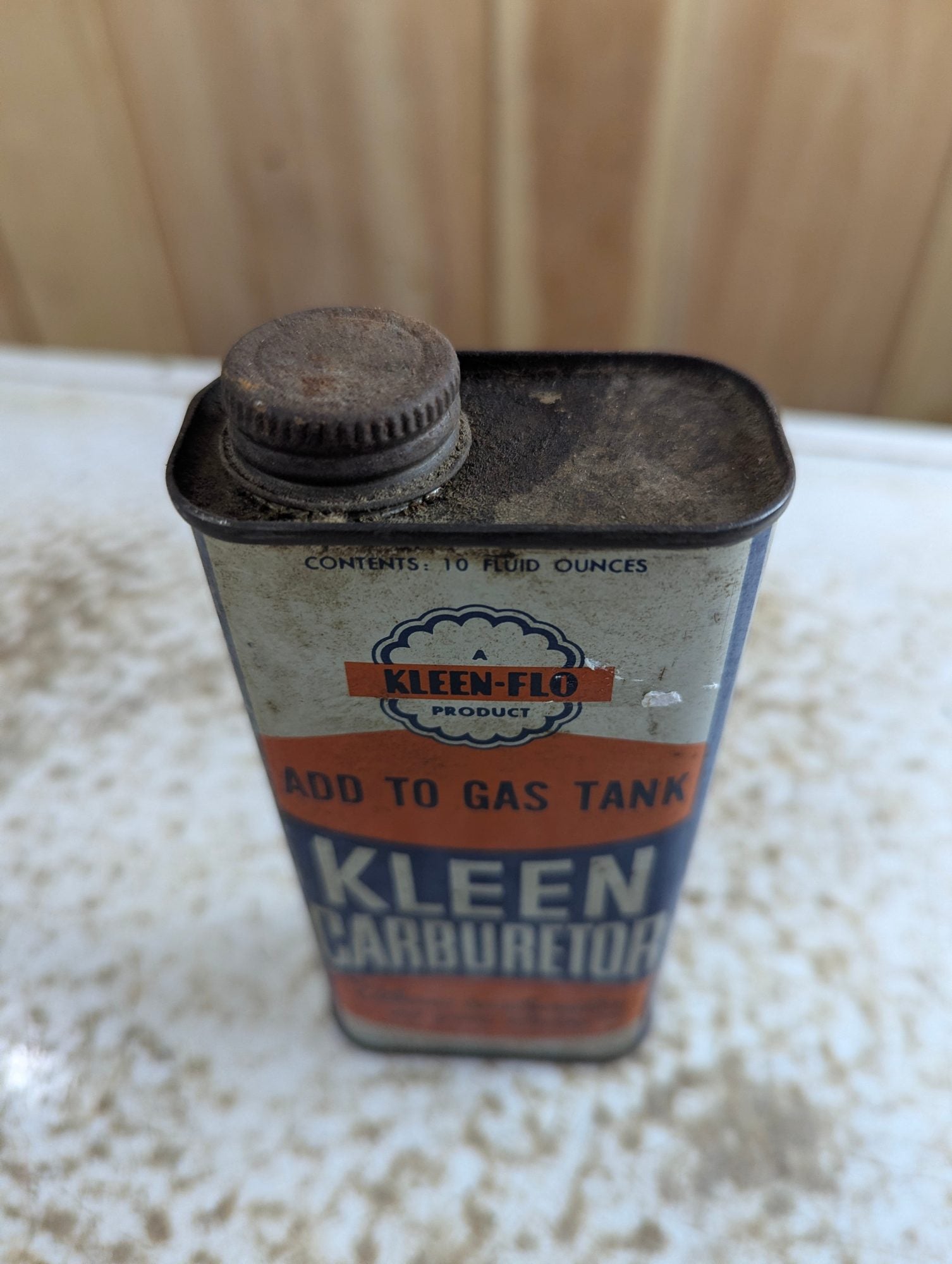 1950s Kleen-Flo Kleen Carburetor 10-Ounce Automotive Tin Can