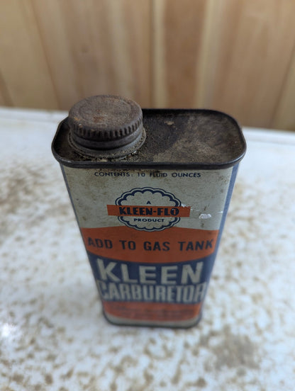 1950s Kleen-Flo Kleen Carburetor 10-Ounce Automotive Tin Can