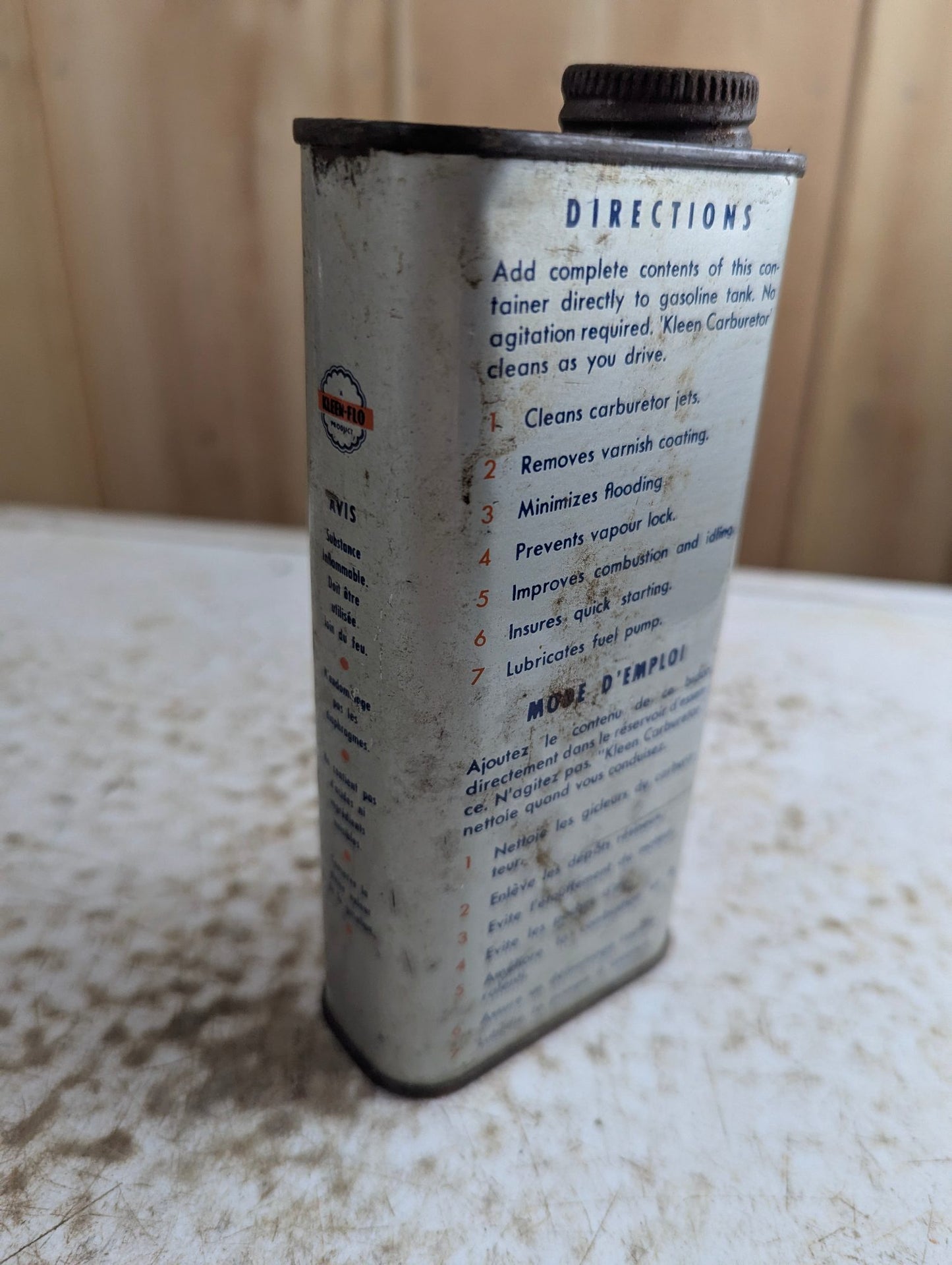 1950s Kleen-Flo Kleen Carburetor 10-Ounce Automotive Tin Can