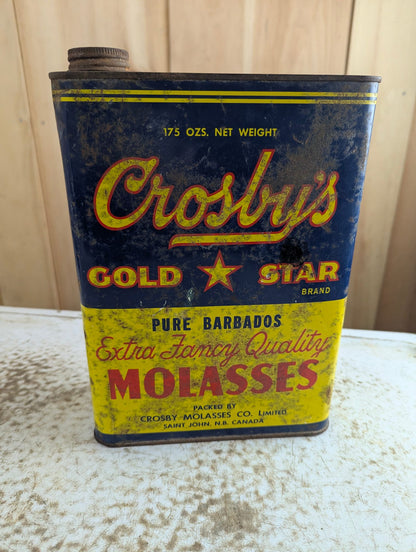 Vintage 175 Ounce Crosby's Gold Star Molasses Tin