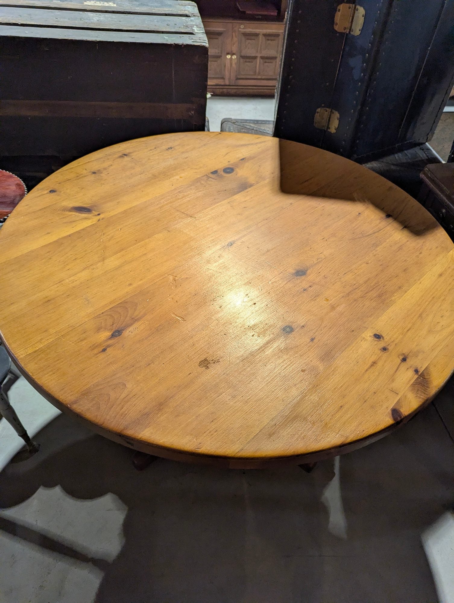 48" Round Pine Pedestal Table
