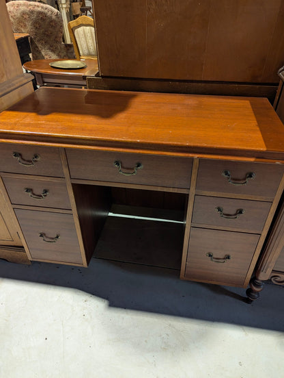 Vintage Wood 7 Drawer Kneehole Desk