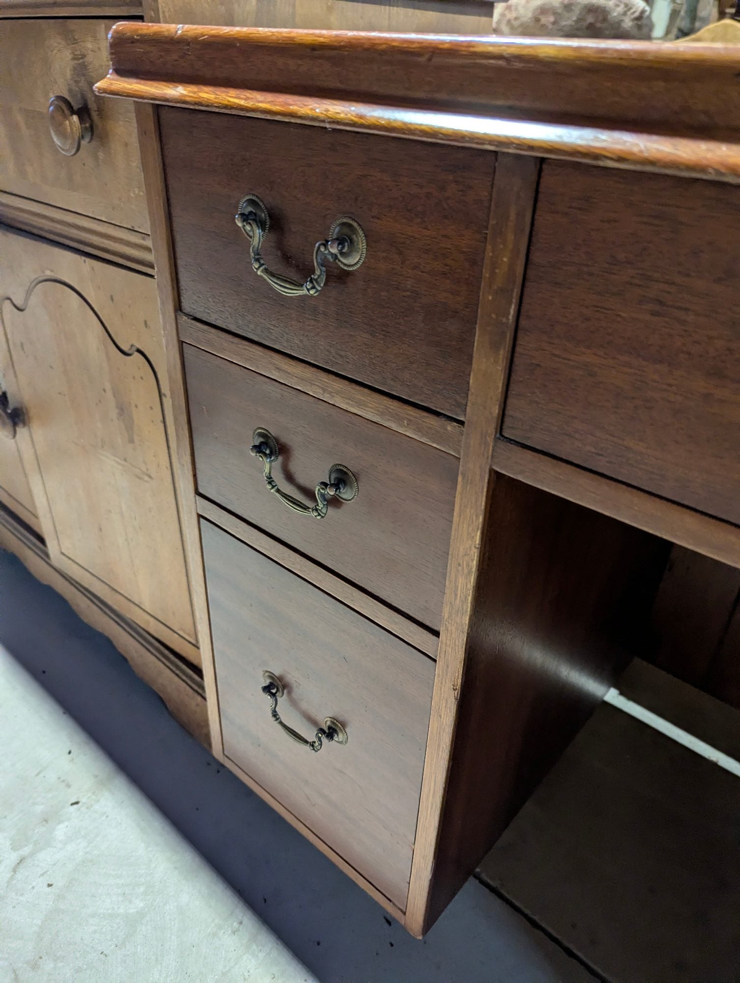 Vintage Wood 7 Drawer Kneehole Desk