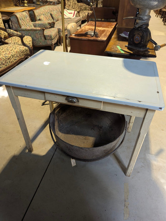 Vintage 40" x 25" Enamel Top Table