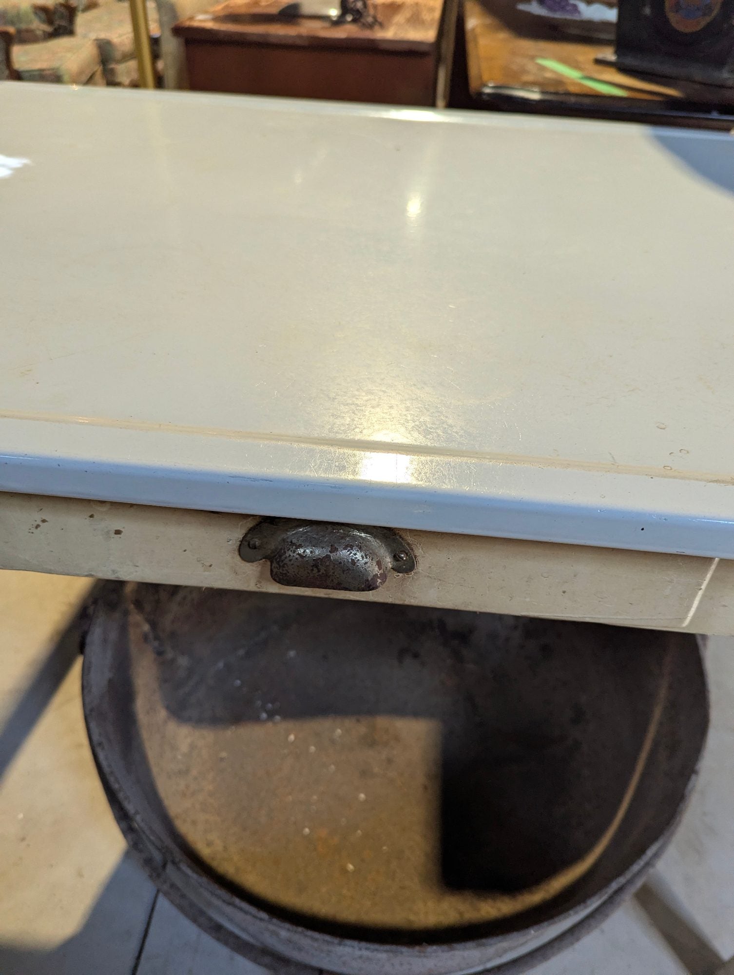 Vintage 40" x 25" Enamel Top Table