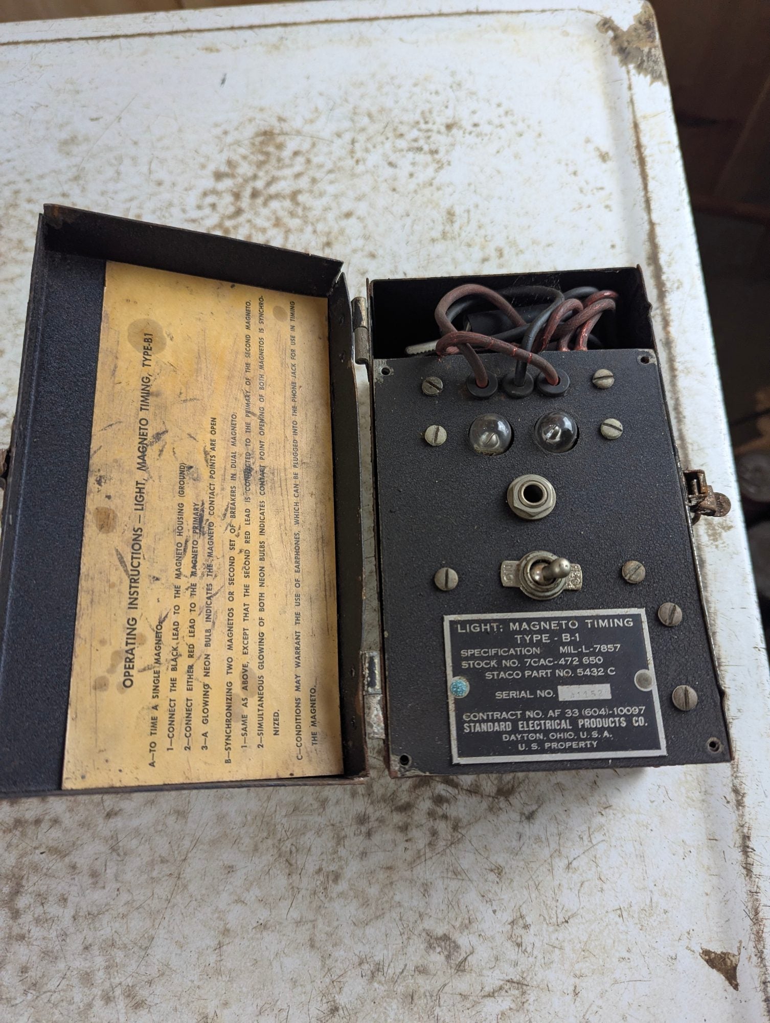 WW2 US Military Airplane Light Magneto Timing Device Type B-1  - Untested