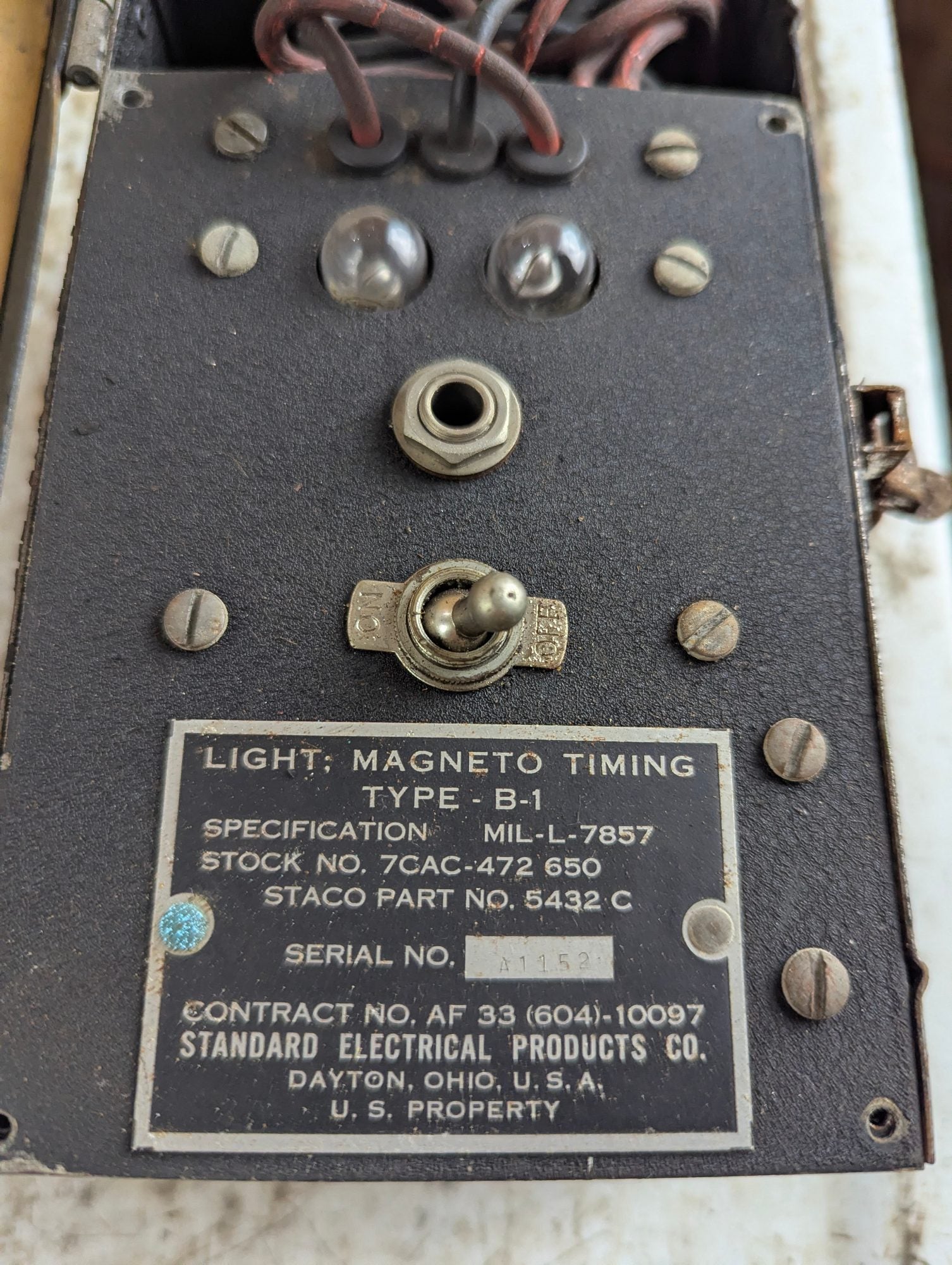 WW2 US Military Airplane Light Magneto Timing Device Type B-1  - Untested