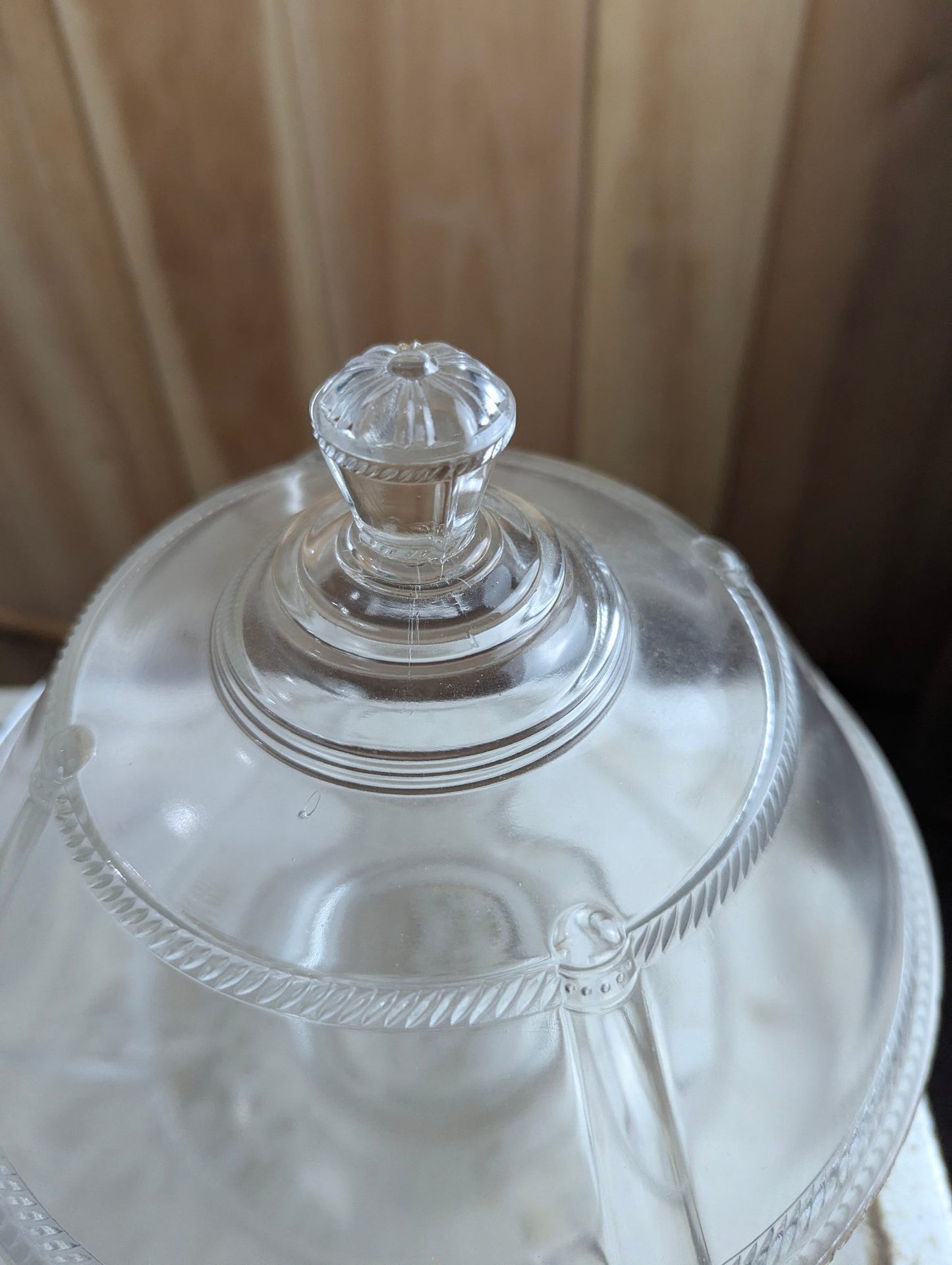 Vintage EAPG Rope Pattern Covered Pedestal Dish with Lid