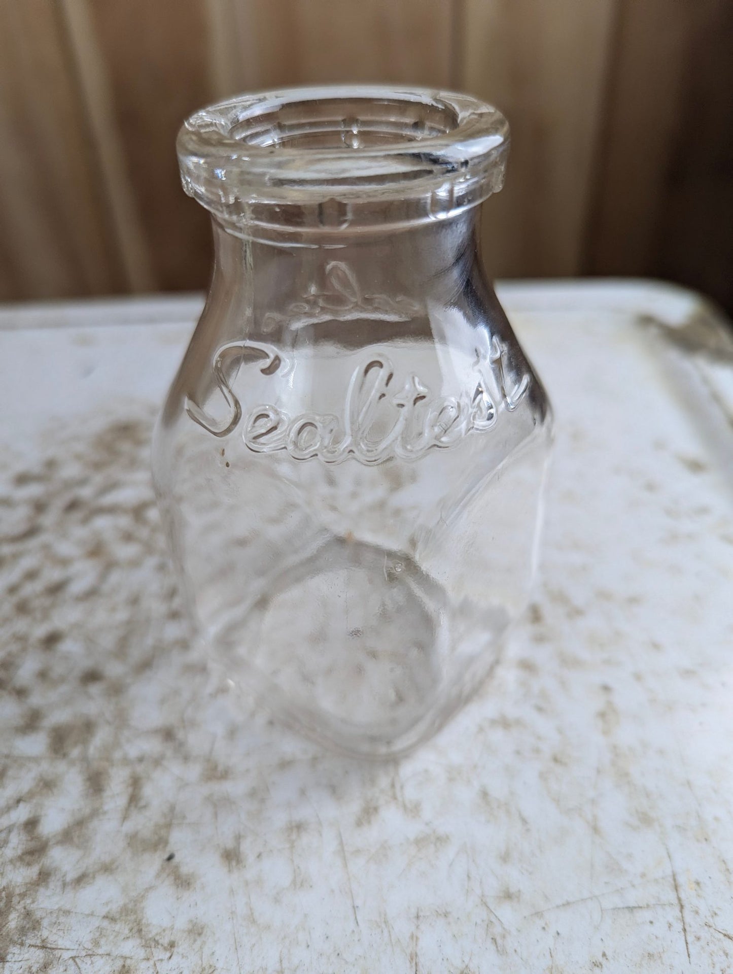 Vintage Sealtest Embossed Glass Half-Pint Milk Bottle
