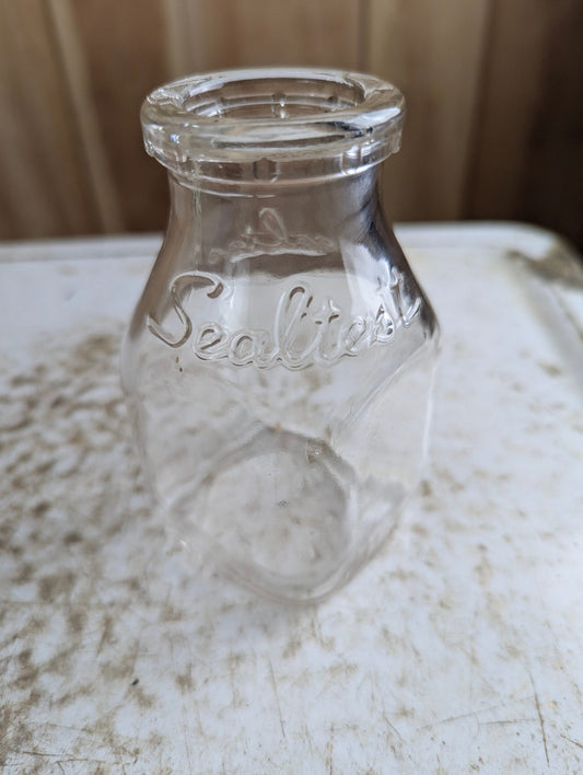 Vintage Sealtest Embossed Glass Half-Pint Milk Bottle