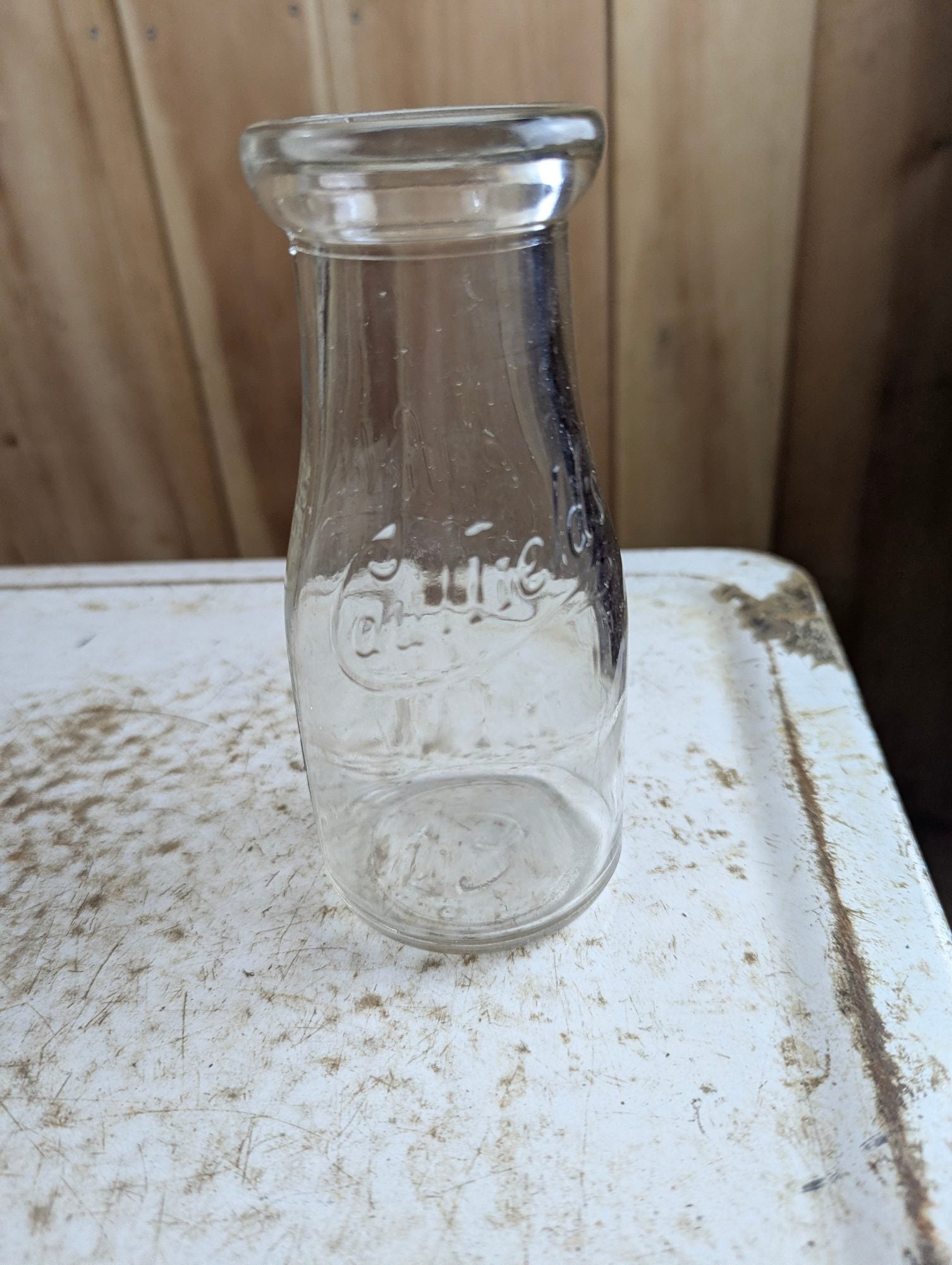 Vintage Caulfield's Dairy Toronto Embossed Glass Half-Pint Milk Bottle