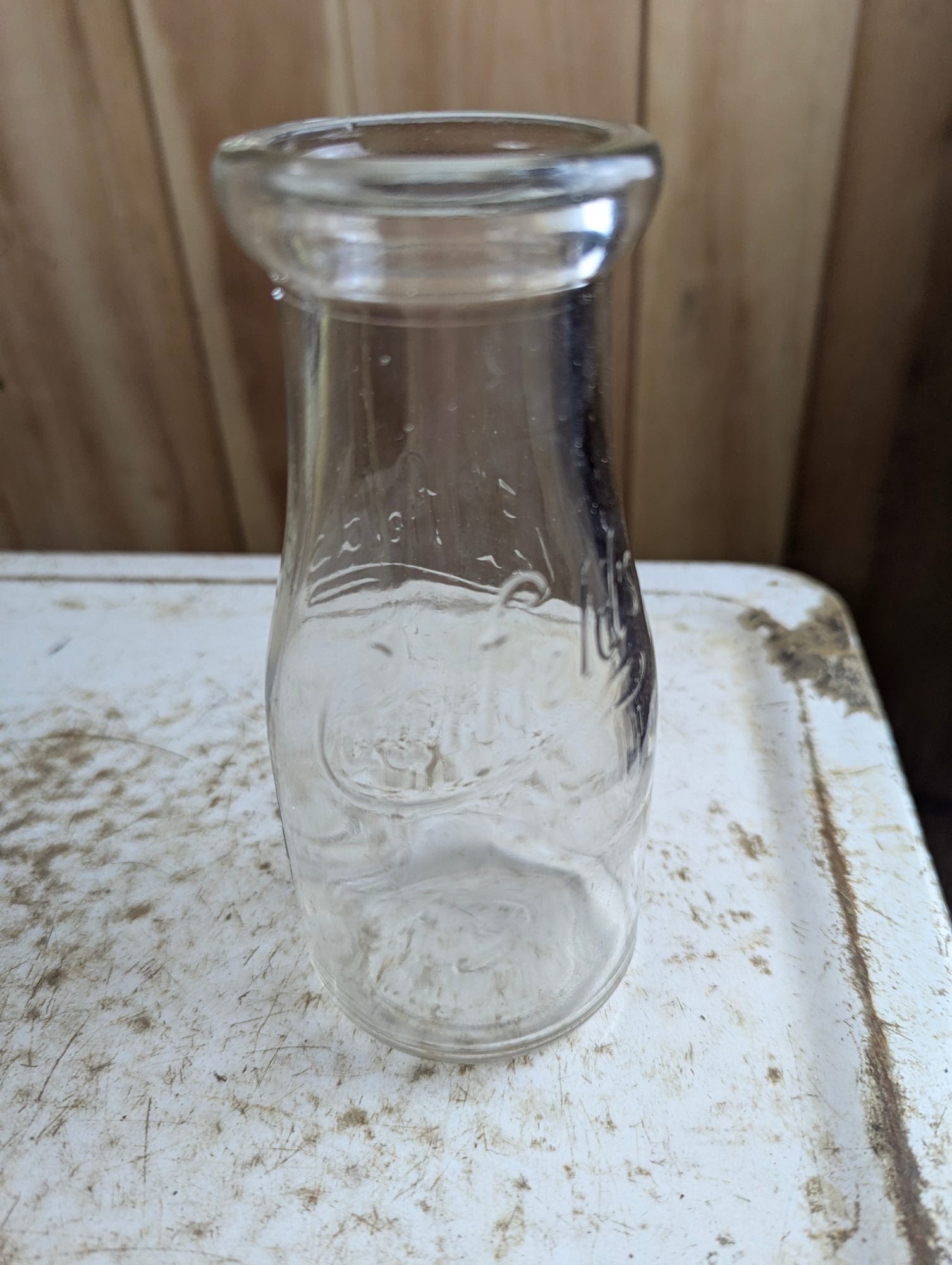 Vintage Caulfield's Dairy Toronto Embossed Glass Half-Pint Milk Bottle