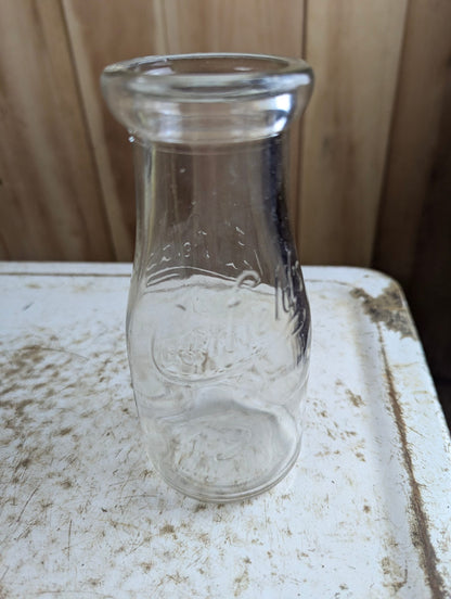 Vintage Caulfield's Dairy Toronto Embossed Glass Half-Pint Milk Bottle