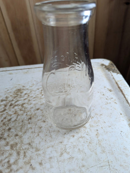 Vintage Caulfield's Dairy Toronto Embossed Glass Half-Pint Milk Bottle